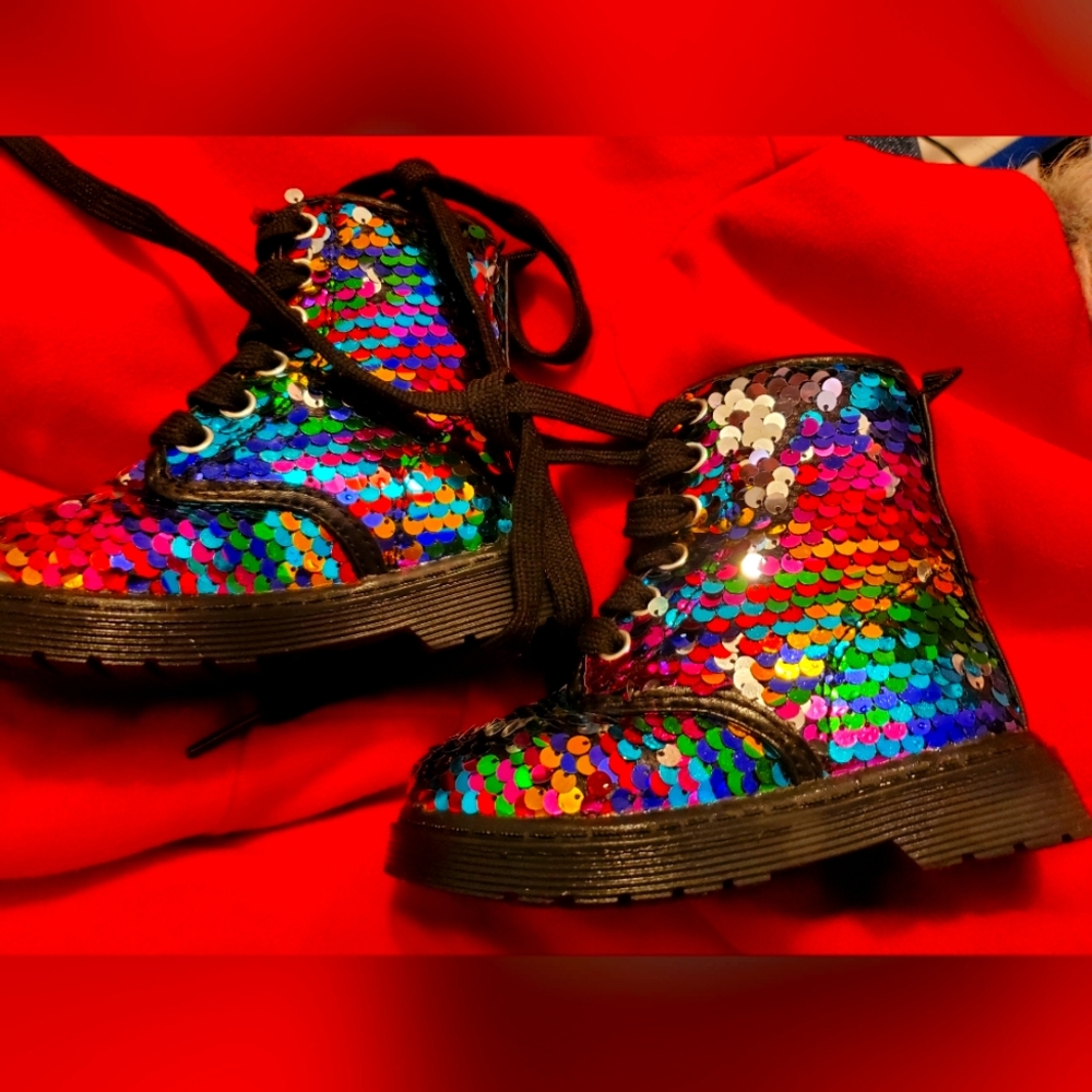 Pascal Reversible Rainbow Sequin Boots